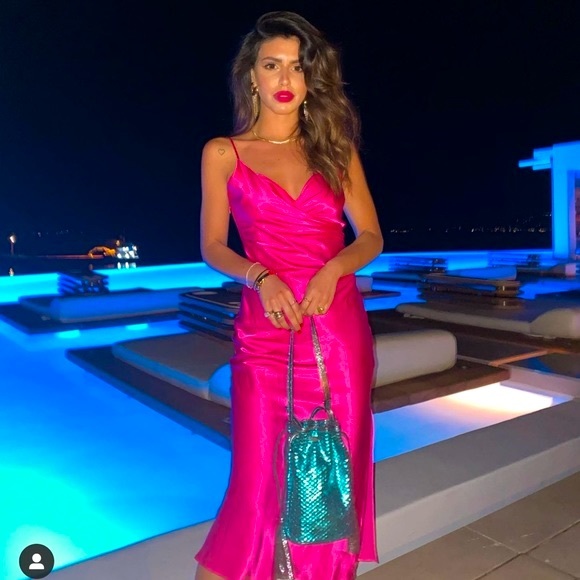 ZARA BLOGGERS FAV SATIN DRAPED DRESS PINK - Picture 7 of 14